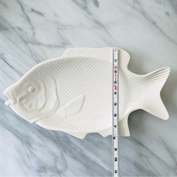 Ocean by Sakakibara Japan•VINTAGE~LIKE NEW•Ivory Ceramic Fish Platter+(2) Plates - Picture 7 of 12